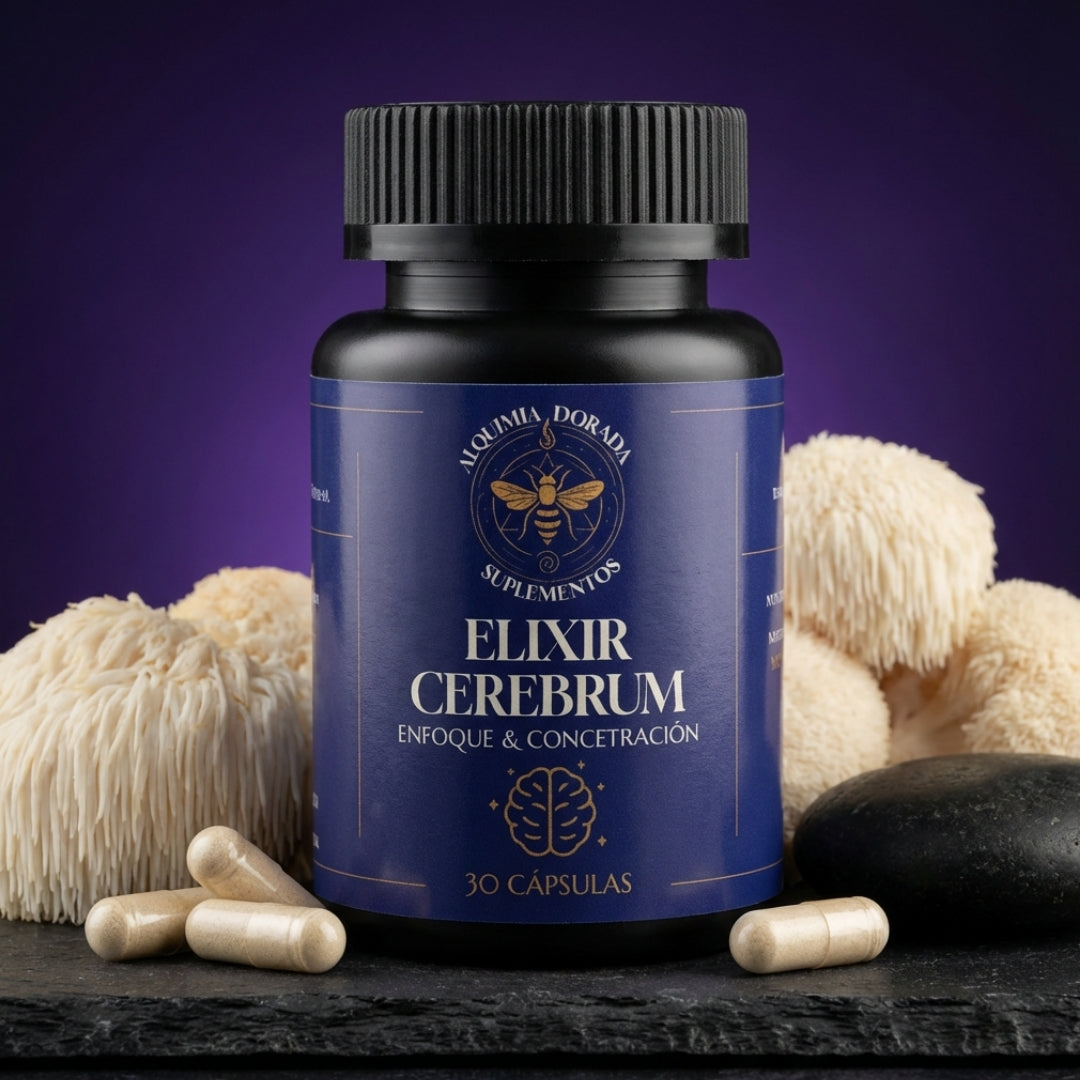 Elixir Cerebrum Alquimia Dorada | Enfoque Mental 30 Cáps Sin Sabor